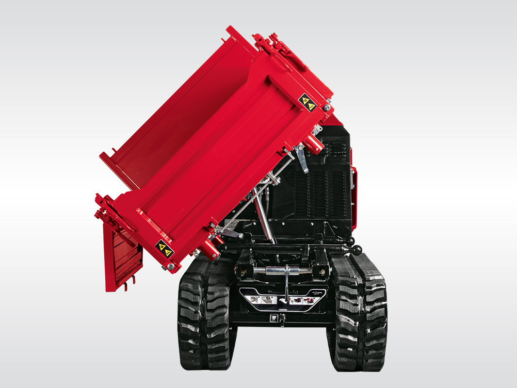Dumper D1600-MF3 von vorne mit nach rechts gekippter Lademulde