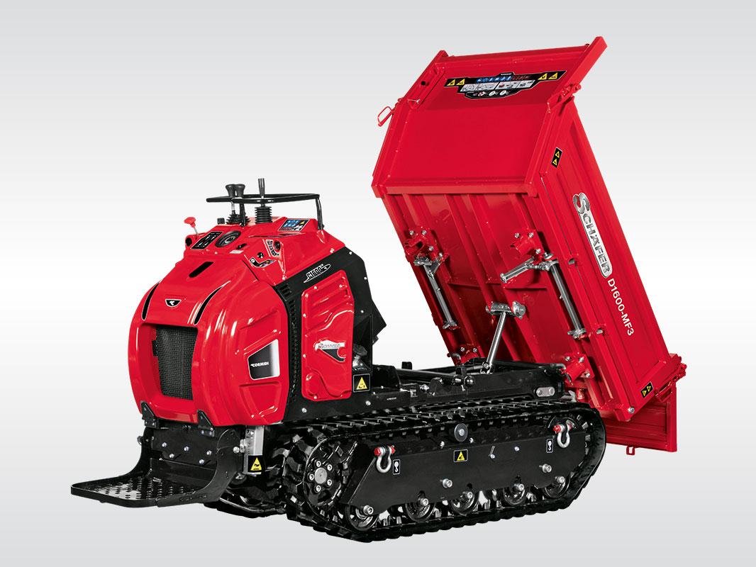 Dumper D 1600-MF3 von rechts vorne mit gekippter Lademulde