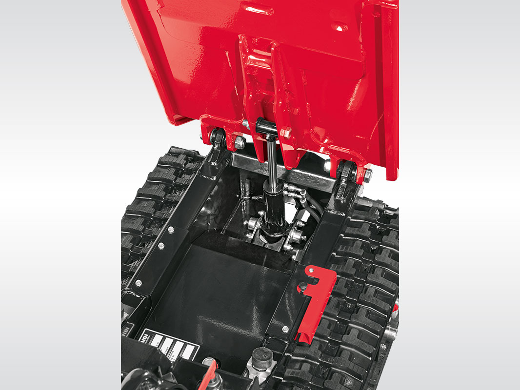 Detailansicht der Hubhydraulik der Lademulde des Dumpers D 600 D