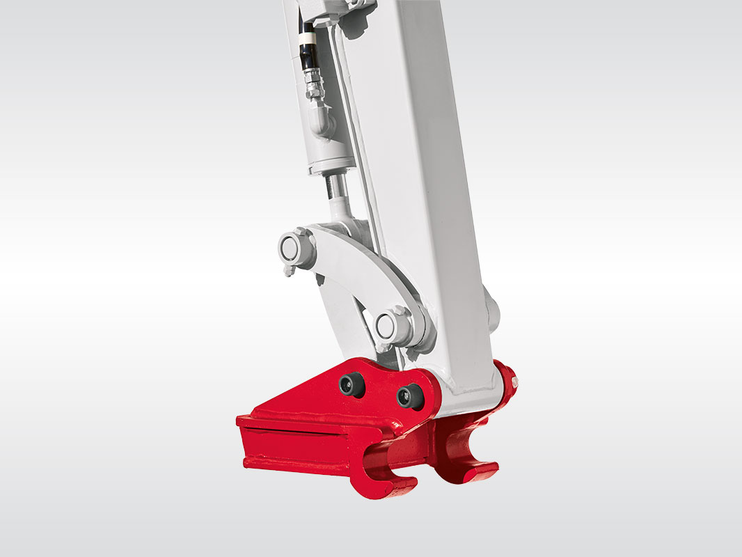 Stiel eines Takeuchi Baggers mit mechanischem Schnellwechsler
