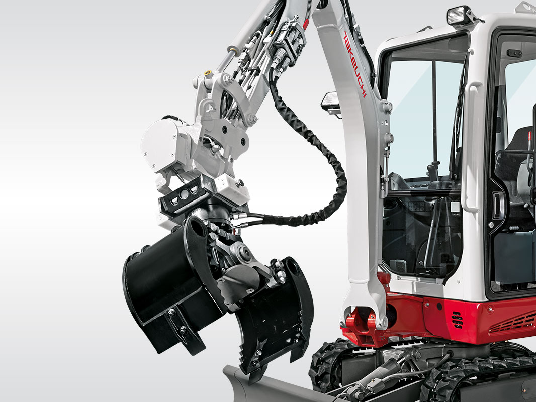Takeuchi Bagger TB 216 SH ausgestattet mit Powertilt und Sortiergreifer